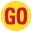 small yellow circle with the word GO